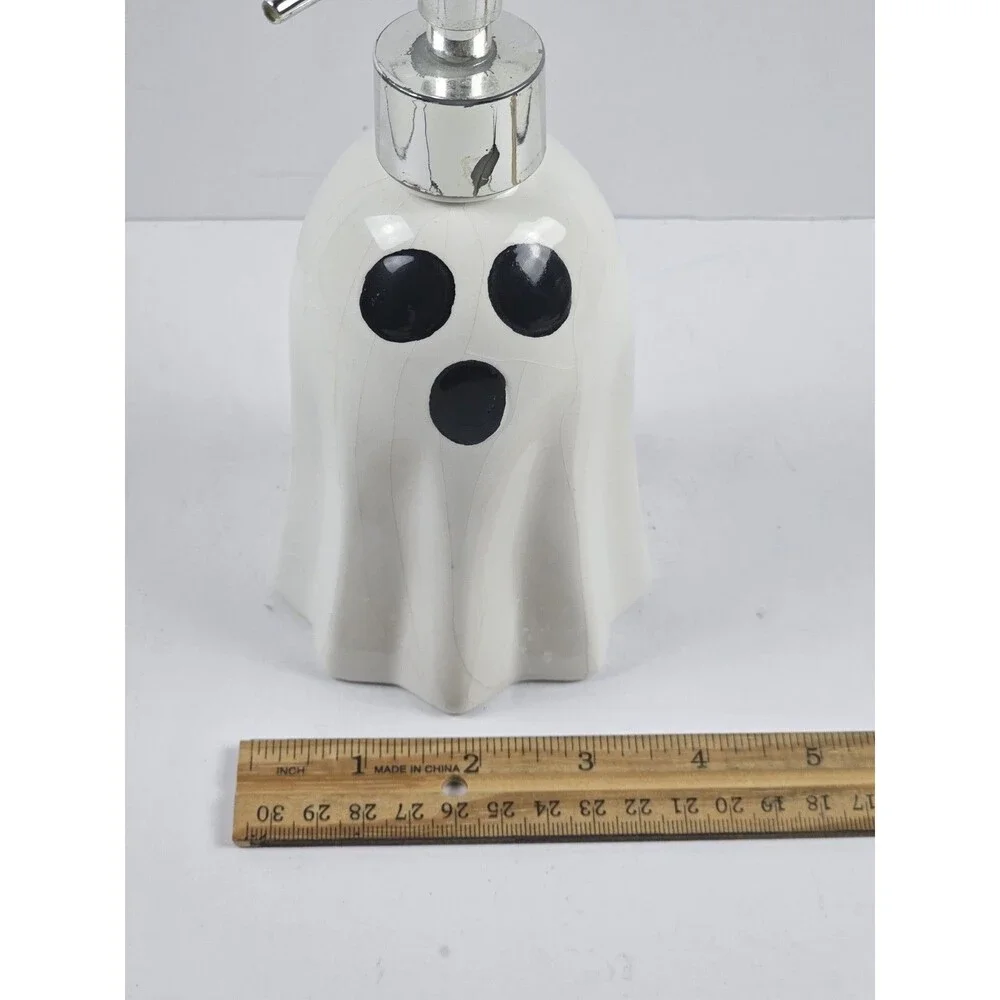 Home Essentials Ghost Ceramic Pump Soap Dispenser Glossy White 8 in